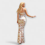 Thalia - Tanzkleid mit floralem Muster und gebundenen Trägern