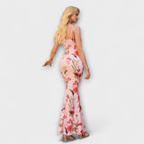Thalia - Tanzkleid mit floralem Muster und gebundenen Trägern