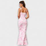 Thalia - Tanzkleid mit floralem Muster und gebundenen Trägern