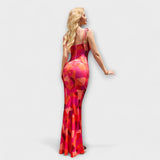 Thalia - Tanzkleid mit floralem Muster und gebundenen Trägern