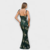 Thalia - Tanzkleid mit floralem Muster und gebundenen Trägern