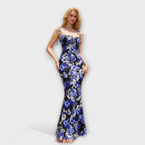 Thalia - Tanzkleid mit floralem Muster und gebundenen Trägern