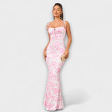 Thalia - Tanzkleid mit floralem Muster und gebundenen Trägern