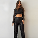 Coraline - Glamouröses Pailletten-Crop-Top