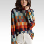 Karina™ plaid turtleneck sweater, multicolor check with long sleeves