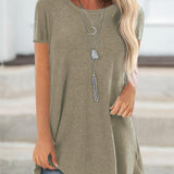 Faye™ - Lässiges Longline Crew Neck T-Shirt