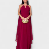 Mabel - Elegante Maxikleider mit Cape und hohem Schlitz