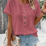 Freyja™ - Schickes Henley-Hals T-Shirt