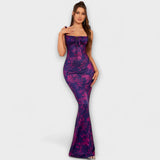 Thalia - Tanzkleid mit floralem Muster und gebundenen Trägern