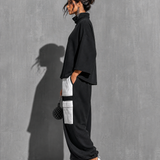 Damen Sweatshirt & Jogger Cargo Hose Set mit Taschen