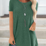 Faye™ - Lässiges Longline Crew Neck T-Shirt
