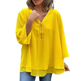 Heidi™ - V-Ausschnitt Fließendes Zip-Top