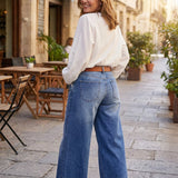 Retro Hochtaillierte Weite Jeans für Damen
