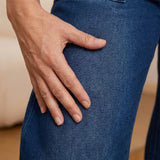 Verstellbare Kordelzug Taille Weite Bein Jeans für Frauen