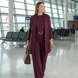 Schickes 3-teiliges Ensemble: Langer Cardigan, Top und Hose