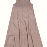 Rosie™ V-neck sleeveless tank dress in taupe linen-look fabric with pleated skirt