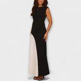 Isabel - Monochrome Robe mit Farbblock in der Taille