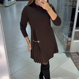 Stylisches Langarmkleid mit gefältelten Details