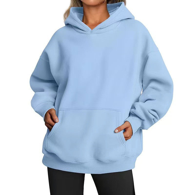 Madelyn™ pullover hoodie in light blue with kangaroo pocket and hood