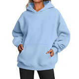 Madelyn™ pullover hoodie in light blue with kangaroo pocket and hood
