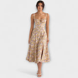 Zipporas - Enganliegendes Kleid mit modernem Frühlingsblumenmuster