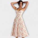 Zipporas - Enganliegendes Kleid mit modernem Frühlingsblumenmuster