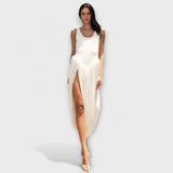 Maxi-Kleid mit drapierter Rock und seitlichem Schlitz