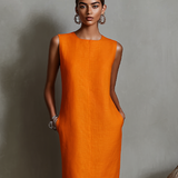 Silvia – Ärmelloses Kleid mit Rundhalsausschnitt und Seitentaschen