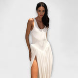 Maxi-Kleid mit drapierter Rock und seitlichem Schlitz