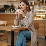 Schickes 3-teiliges Ensemble: Langer Cardigan, Top und Hose