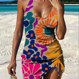 Fiesta – Grafisches Blumenkini mit Shorts, flacher Bauch-Effekt