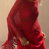 Sonnenuntergang Brise Quasten Strick Cover-Up mit Ausschnitt-Design
