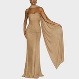 Ingrid - Maxikleid mit Pailletten und Mesh-Stoff