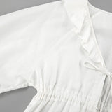 Alexandra™ - Rüschenshirt mit Bindeband & Shorts Set