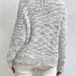 Serina™ speckled long-sleeve pullover sweater, relaxed fit, heather gray-white knit
