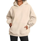Madelyn™ pullover hoodie in cream with kangaroo pocket and hood
