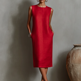 Silvia – Ärmelloses Kleid mit Rundhalsausschnitt und Seitentaschen