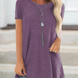 Faye™ - Lässiges Longline Crew Neck T-Shirt