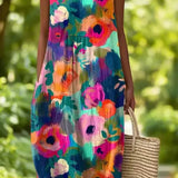 Callie™ sleeveless floral dress, multicolor abstract flower print, relaxed fit