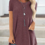 Faye™ - Lässiges Longline Crew Neck T-Shirt