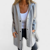 Rhyvian elegant jacket, light gray button-front long-sleeve with wide lapels