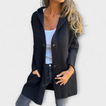 Rhyvian elegant jacket, black button-front long-sleeve with wide lapels