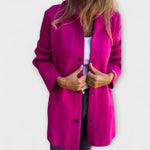 Rhyvian elegant jacket, magenta button-front long-sleeve with wide lapels