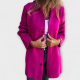 Rhyvian elegant jacket, magenta button-front long-sleeve with wide lapels