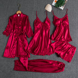 Damen 5-teiliges Nachtkleid-Set mit Spitze