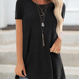 Faye™ - Lässiges Longline Crew Neck T-Shirt