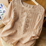 Josie™ - Frauen Bestickte Bluse