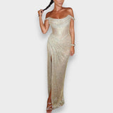 Natja - Maxikleid Brillante mit Schulterfreies Design