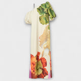 Skylar - Maxikleid mit floralem Muster, asymmetrischem Ausschnitt und Ballonärmeln