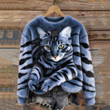Gemütlicher Plüsch-Sweatshirt mit einem Tiger- und Tabby-Kätzchen-Design